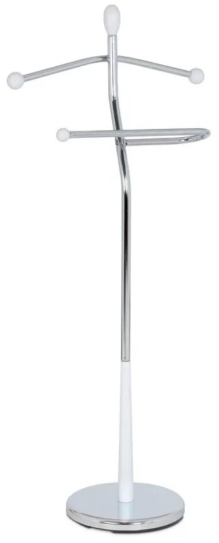 Němý sluha, výška 120 cm, masiv kaučukovník, bílý lak, kov chrom, nos. 5 kg