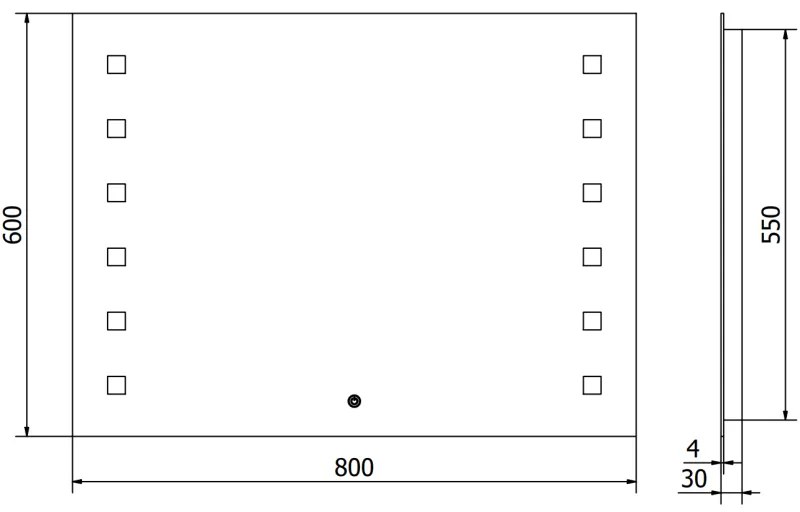 Mexen Ner, LED kúpeľňové zrkadlo s podsvietením 80x60 cm, 6000K, ochrana proti zahmlievaniu, 9809-080-060-611-00