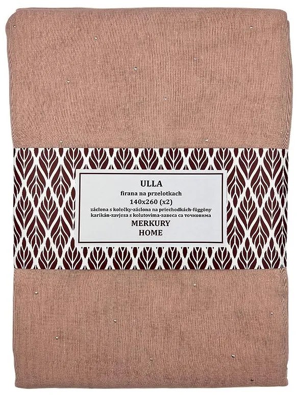 Záclona na priechodkách Ulla polyester svetlo ružový 140x260 Merkury Home II/22