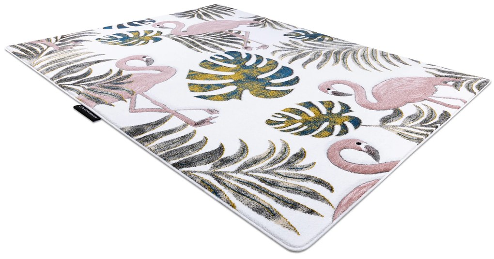 Koberec ZAHRADA,  PLAMENIAKY , LISTY MONSTERY,  krémový