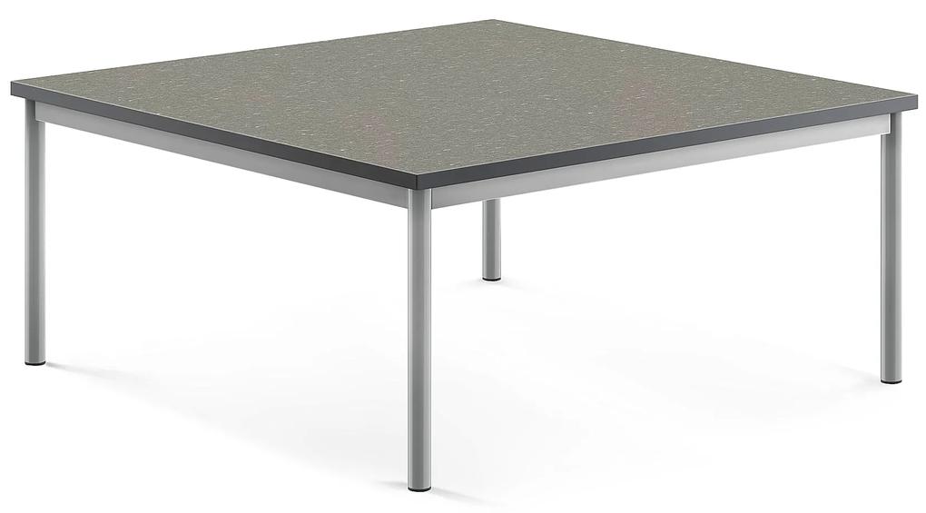 Stôl SONITUS, 1200x1200x500 mm, linoleum - tmavošedá, strieborná