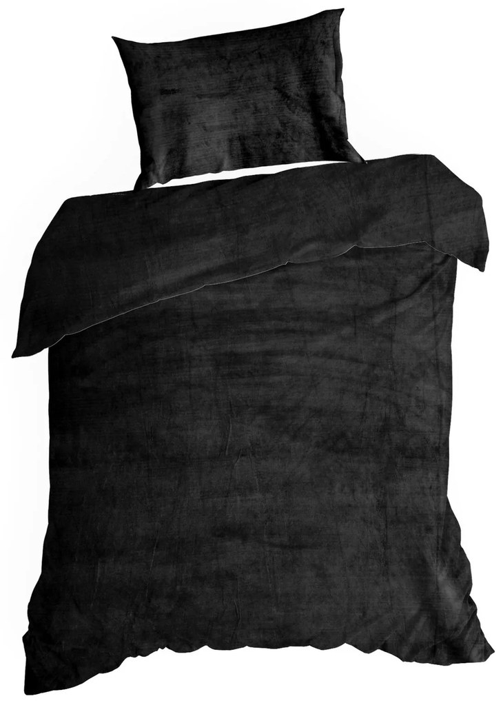 FLEECOVÉ OBLIEČKY FLANO2 200X220 CM, 2 KS 70X80 CM ČIERNE