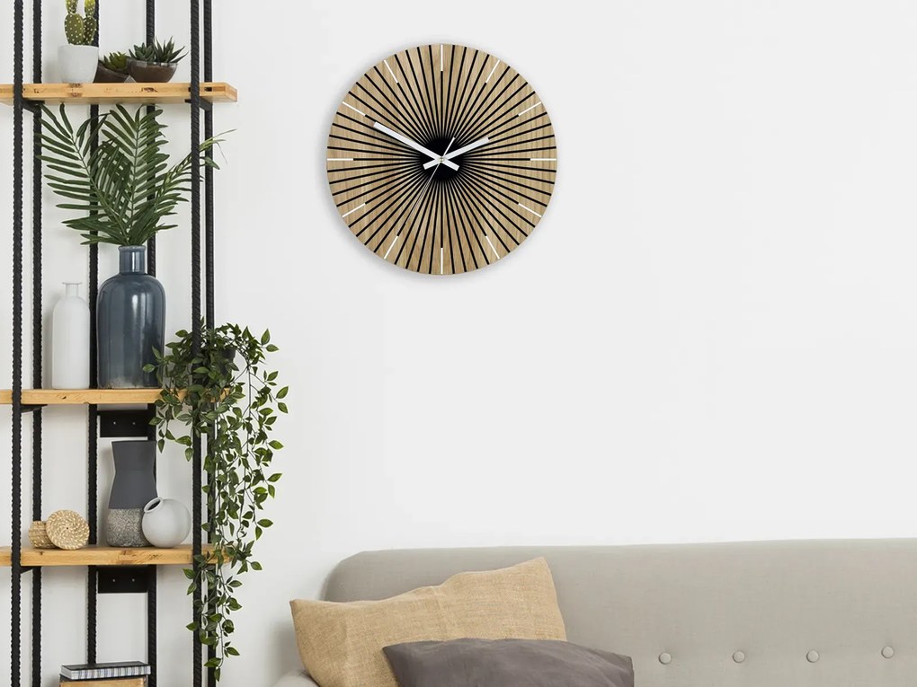 Dřevěné nástěnné hodiny Arian 33 cm dub přírodní/černé