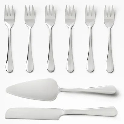 Biele/v striebornej farbe antikoro dezertné vidličky v súprave The Essentials Cake Tools – Printworks