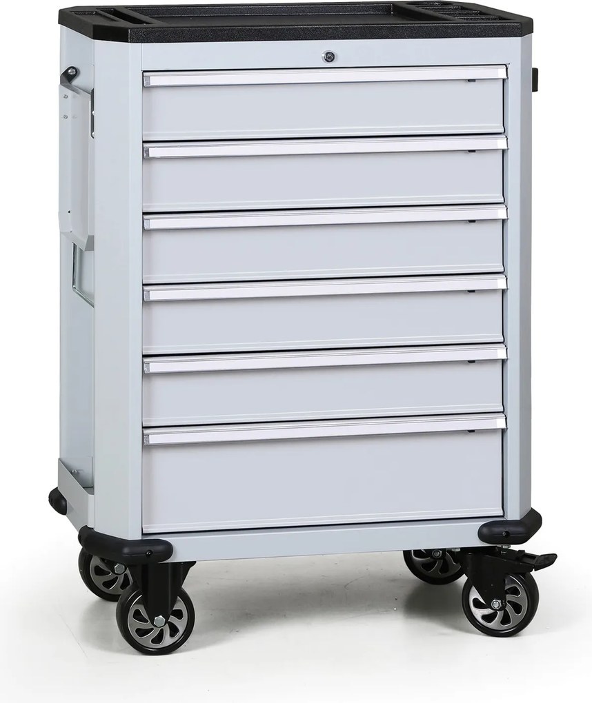 Pojazdný dielenský vozík na náradie G2, 6 zásuviek, sivá