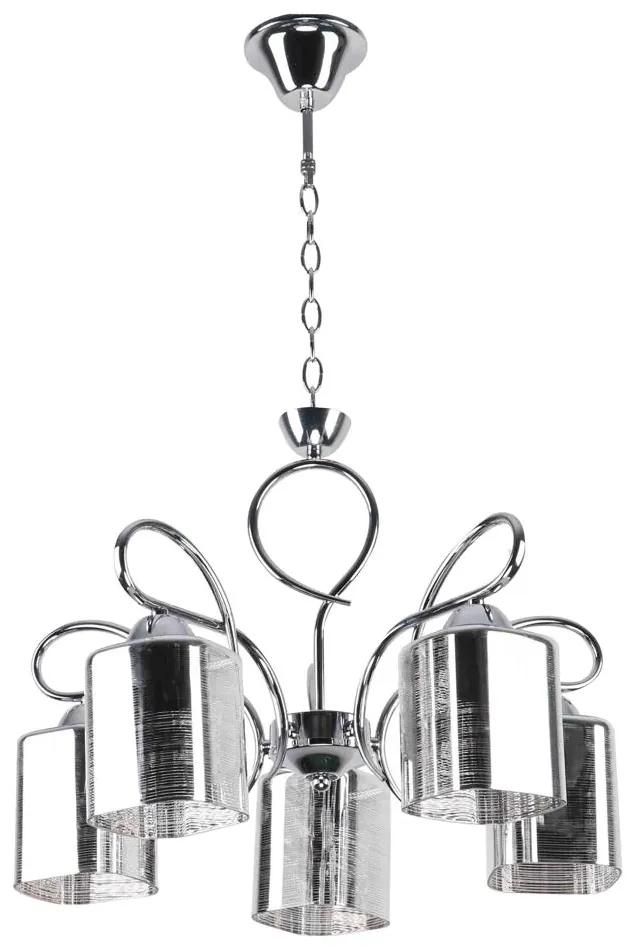 Candellux ITALO Luster lamp chrome 5X40W E27 silver lampshade 35-00705
