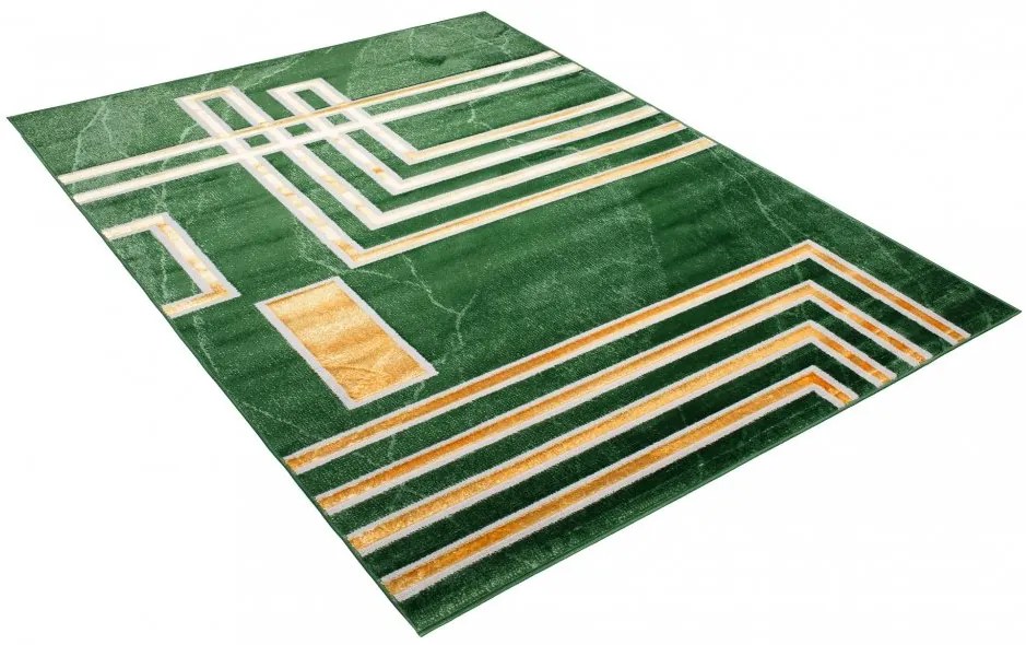 Zaujímavý moderný zelený koberec so zlatým vzorom Šírka: 80 cm | Dĺžka: 150 cm