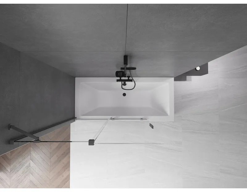 Mexen Velar, 2-krídlová posuvná vaňová zástena 130 x 150 cm, 8mm číre sklo, grafitový matný profil, 896-130-000-01-66