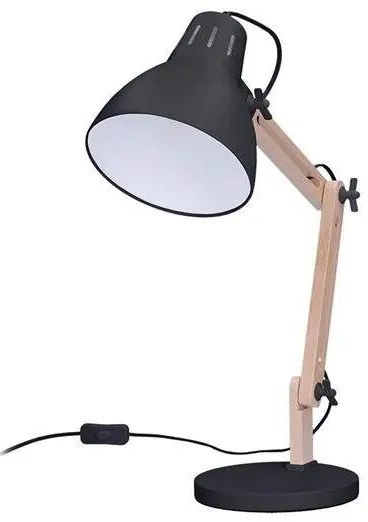 Solight stolná lampa E27 drevená čierna