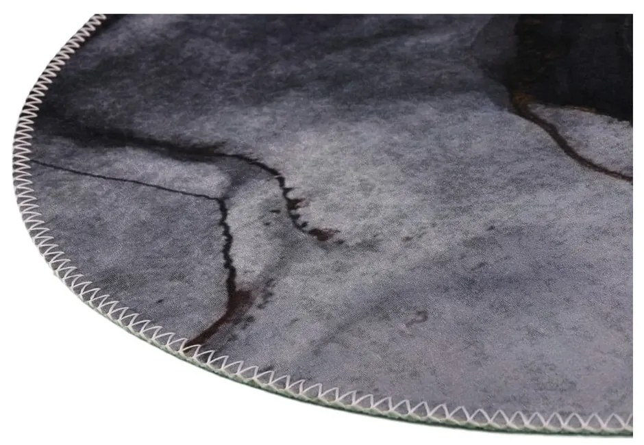 Čierno-biely umývateľný okrúhly koberec ø 100 cm – Vitaus