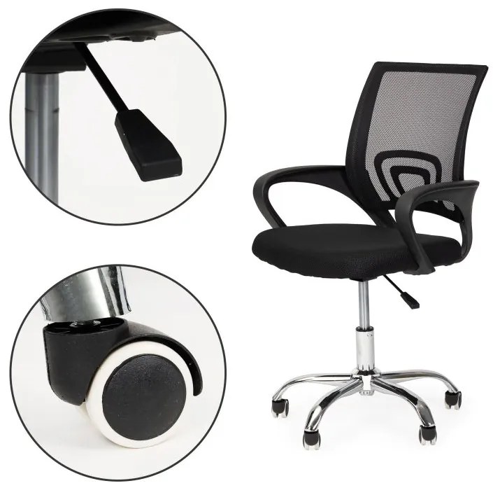 Ergonomická kancelárska stolička v čiernej farbe s kovovou základňou