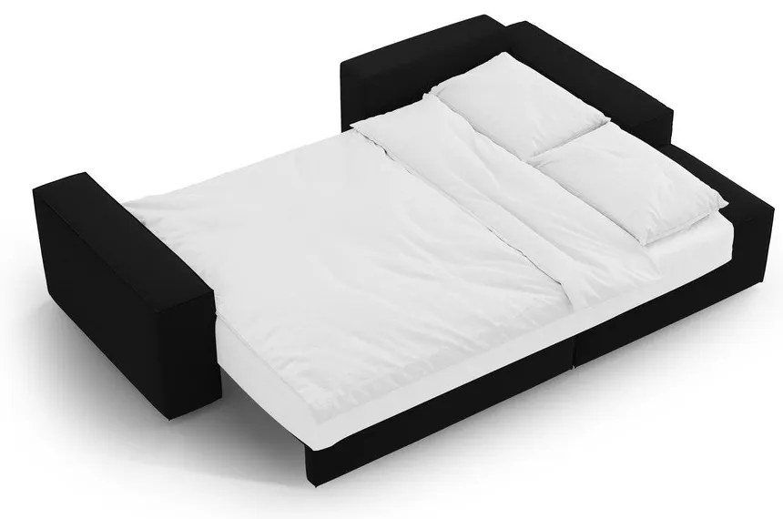 Čierna zamatová rozkladacia/s úložným priestorom rohová pohovka (pravý roh/s leňoškou) Jodie – Micadoni