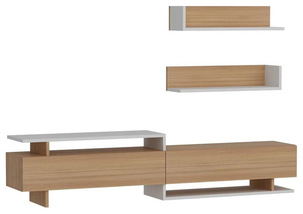 Obývacia stena AYAZ 180 cm biela/teak