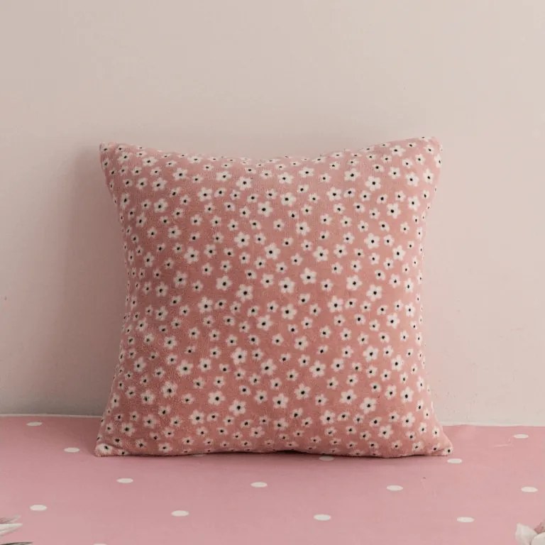 Obojstranná obliečka na vankúšik DUO SENSE DAISELLE 45x45 cm mikroplyš/flanel, ružová