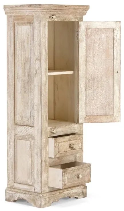 furniture-nabytek.cz - Masivní koupelnová vysoká komoda Patina z mangového dřeva, lakovaná, přírodní – 48×33×130 cm