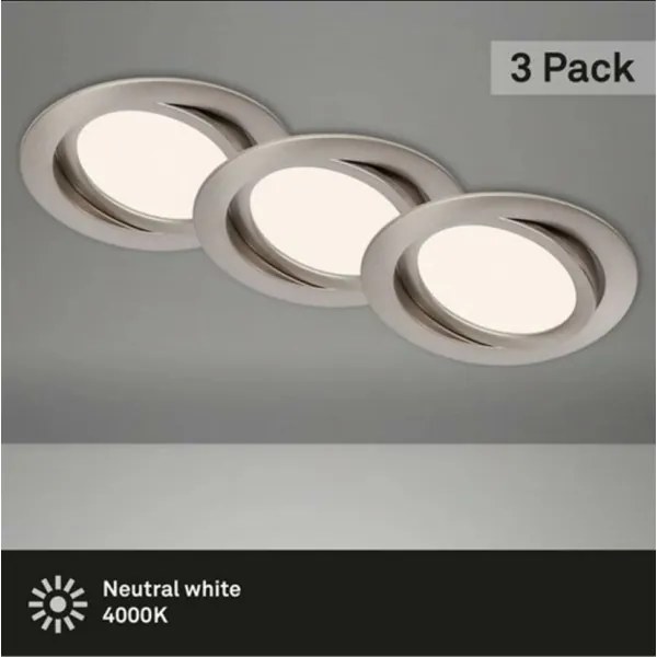 Briloner 7116-432 - SADA 3x LED Kúpeľňové svietidlo FLAT IN LED/9W/230V IP23