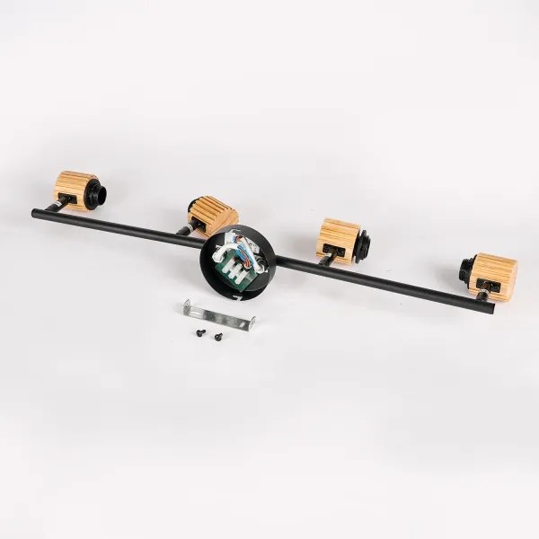 Brilagi - Bodové svietidlo BASKLITE 4xE27/15W/230V drevo/čierna