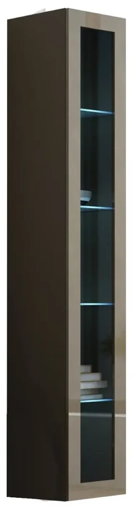 Vitrína 180 sklo Zigo, Osvetlenie: osvetlenie LED RGB - farebné, Farby: čierny / wotan
