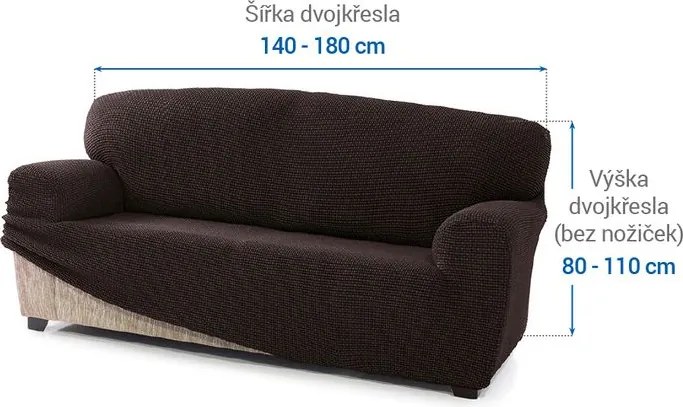 Super strečové poťahy NIAGARA čokoládová dvojkreslo (š. 140 - 180 cm)