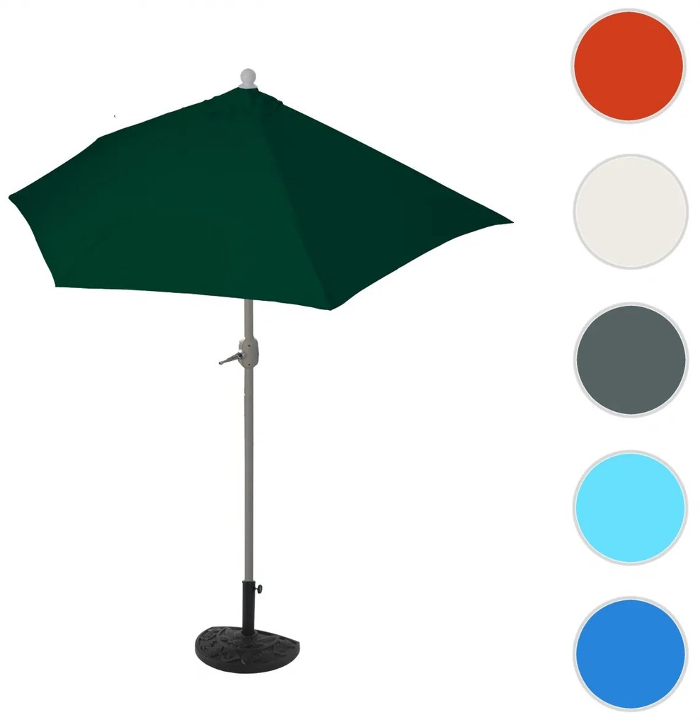 Slnečník polkruh Parla - polyester/hliník - 270cm zelená so stojanom