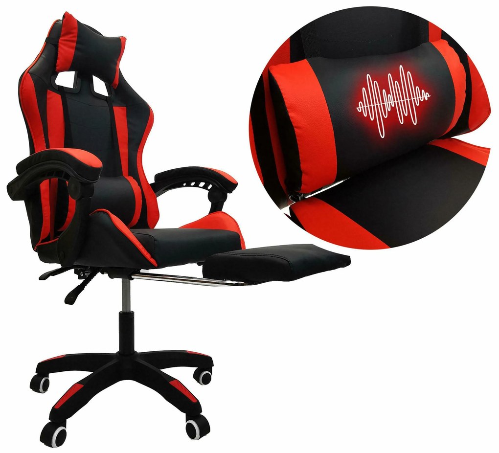 Herní židle s podnožkou KG104 červené