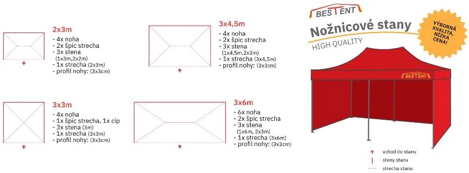 Bestent Nožnicový stan 2x3 Šedý HQ