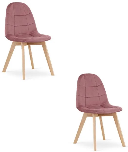 Set dvoch jedálenských stoličiek BORA zamatové ružové (2ks)