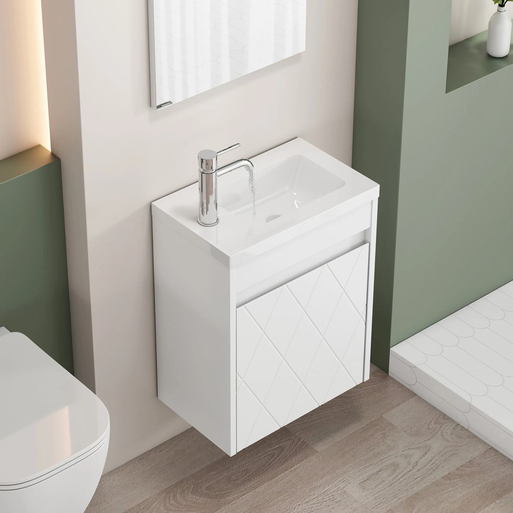 Závesná skrinka s umývadlom Houseland Mavon 40 cm biela