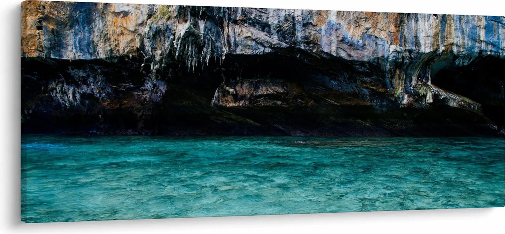 Obraz vody a skál (120x50 cm)
