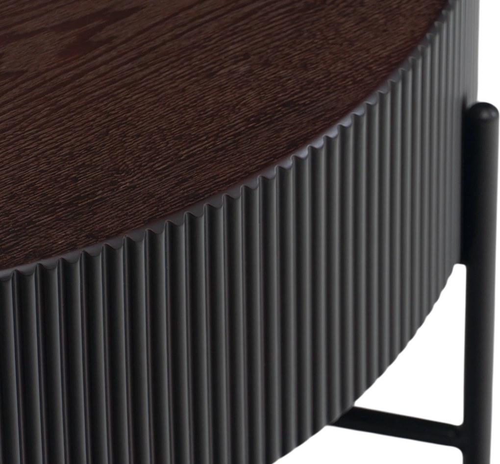 Kávový stolík Corbi 80 cm do obývačky - tmavý orech / čierny mat