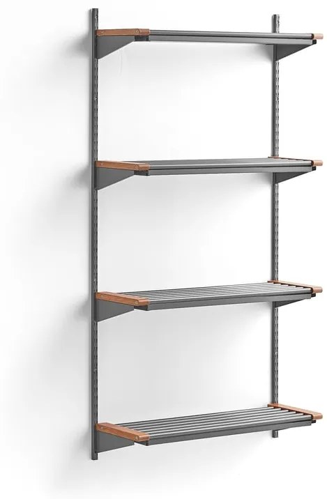 Regál na topánky JEPPE so 4 policami, základná sekcia, 1790x900x310 mm, strieborná/dub