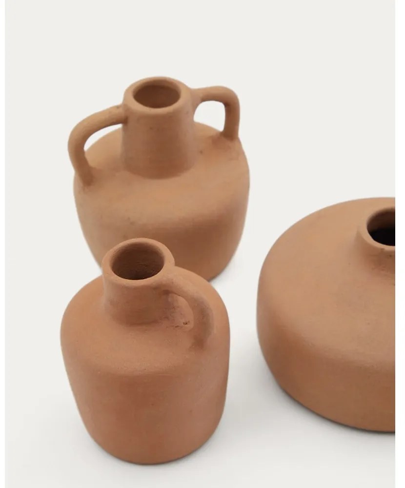 Oranžové terakotové vázy v súprave 3 ks (výška 6 cm) Sofra – Kave Home