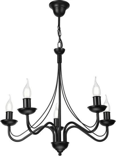 Luster na reťazi ANTON 5xE14/15W/230V čierny
