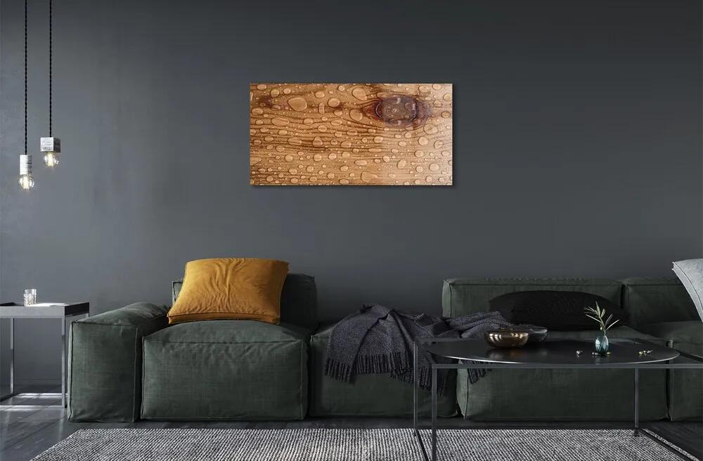 Obraz na skle Kvapky vody dreva 100x50 cm