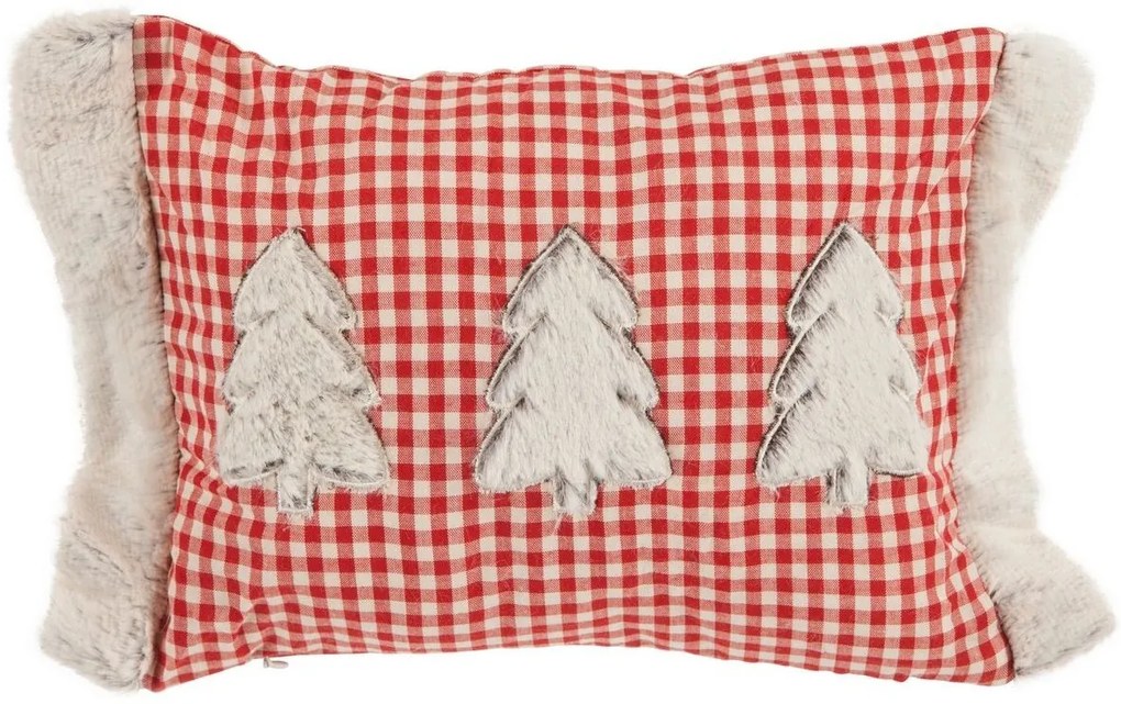 Biela chlpatá obliečka na vankúš so stromčekmi Let it Snow - 35*50 cm