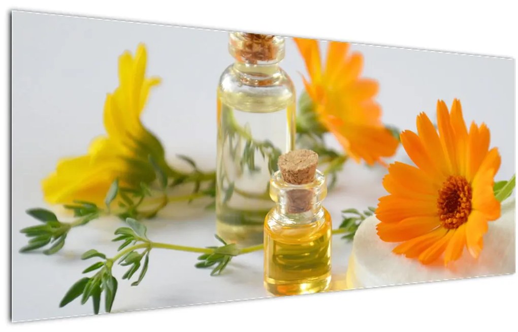 Obraz oranžových kvetín (120x50 cm)