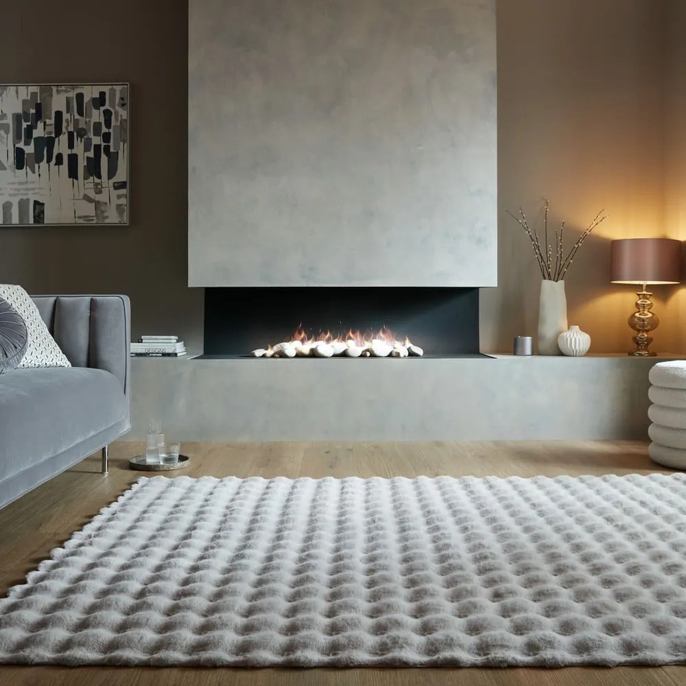 Svetlosivá syntetická kožušina 120x170 cm Waffle Faux Fur – Flair Rugs