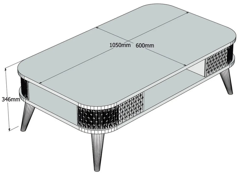 Dizajnový konferenčný stolík Baina 105 cm vzor dub