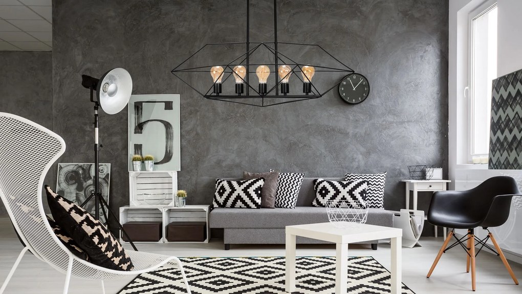 Toolight Toolight, stropné svietidlo 5xE27 APP1037-5CP, čierna, OSW-05561