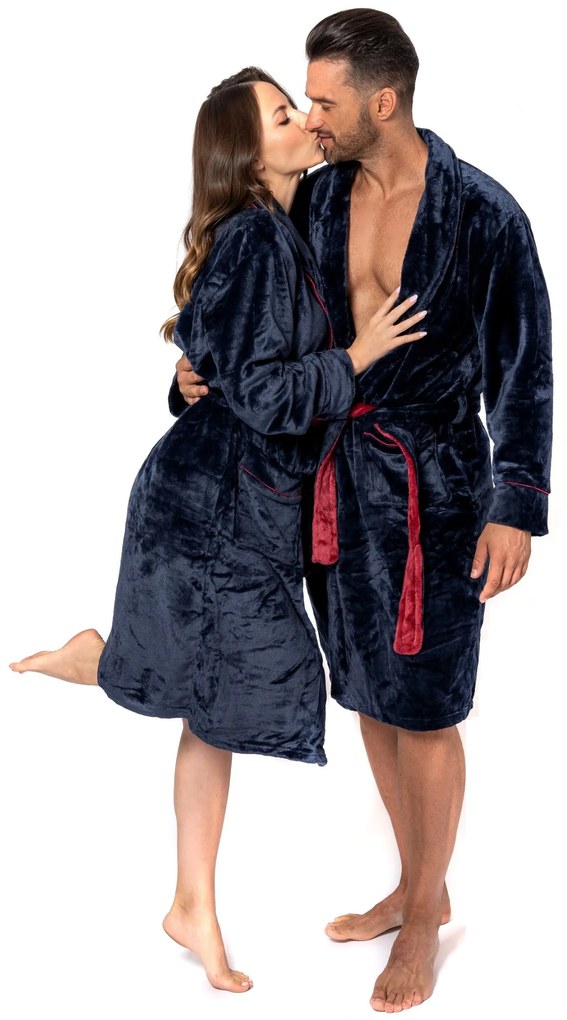 Dámský župan Roger M tmavě modrý/červený