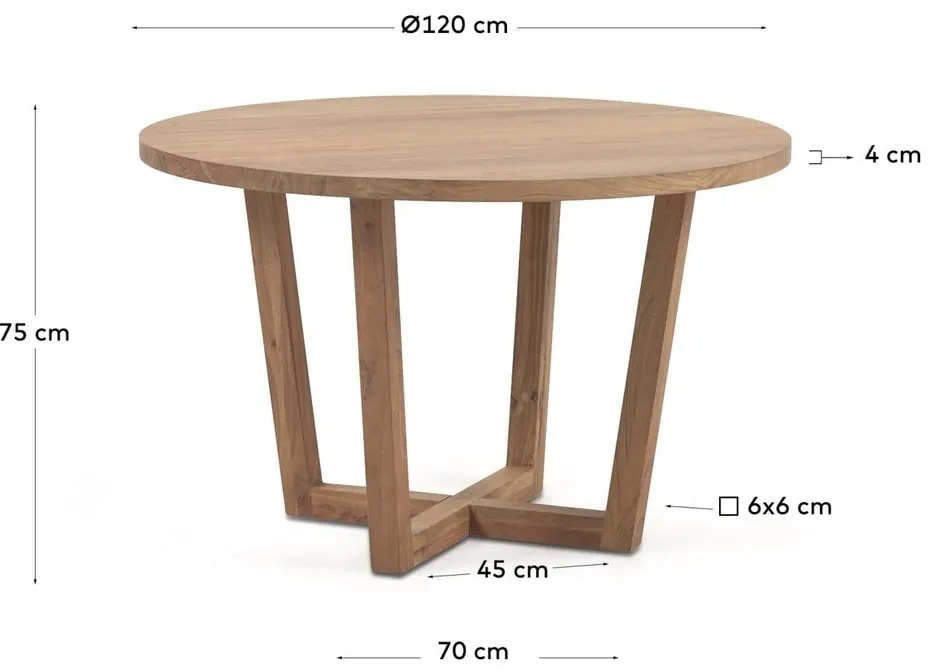 Okrúhly jedálenský stôl z masívu akácie v prírodnej farbe ø 120 cm Nahla – Kave Home