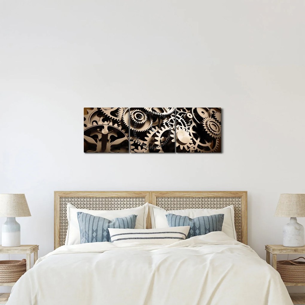 Obraz - Hodinové súčiastky (s hodinami) (90x30 cm)