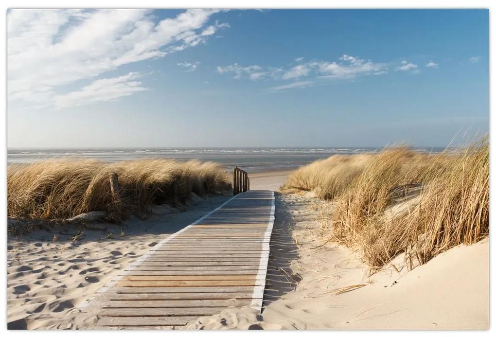 Obraz - Piesočná pláž na ostrove Langeoog, Nemecko (90x60 cm)