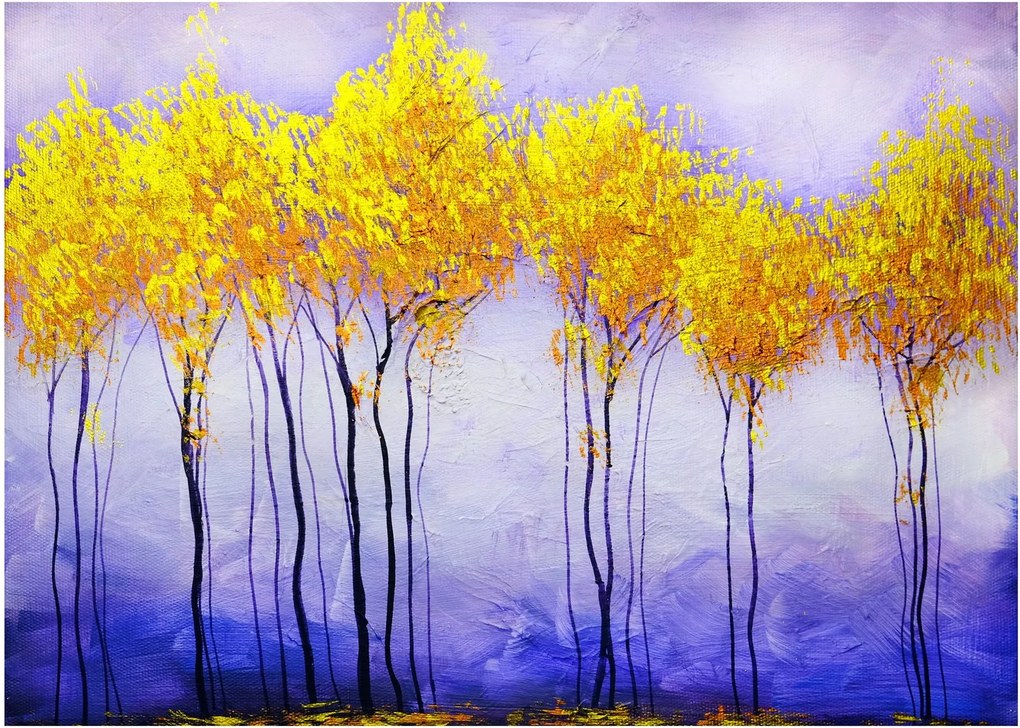 Sklenený obraz žltých stromov (70x50 cm)