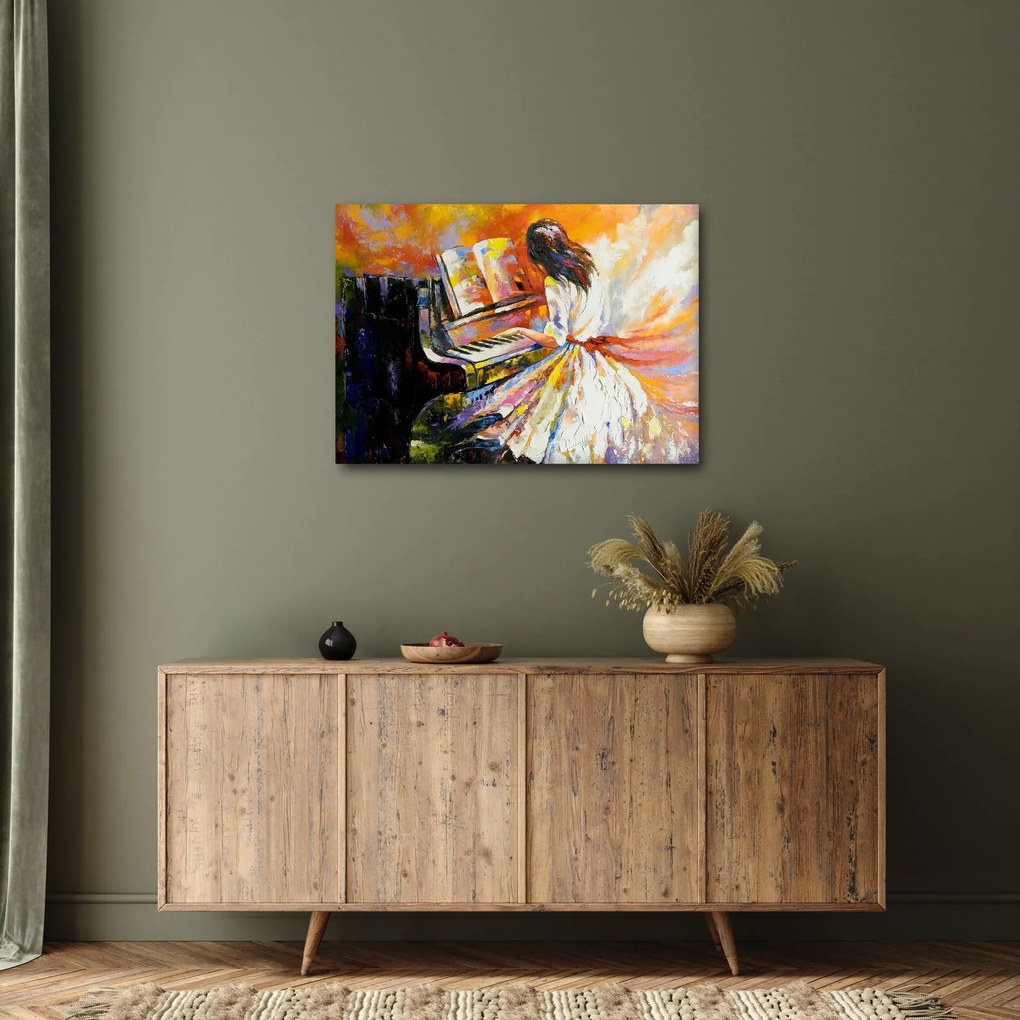 Obraz - Žena hrajúca na piáno (70x50 cm)