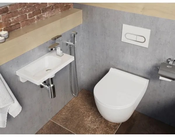 Ravak XJGP1100000 - Závesné umývadlo CHROME 40x22 cm liaty mramor/biela