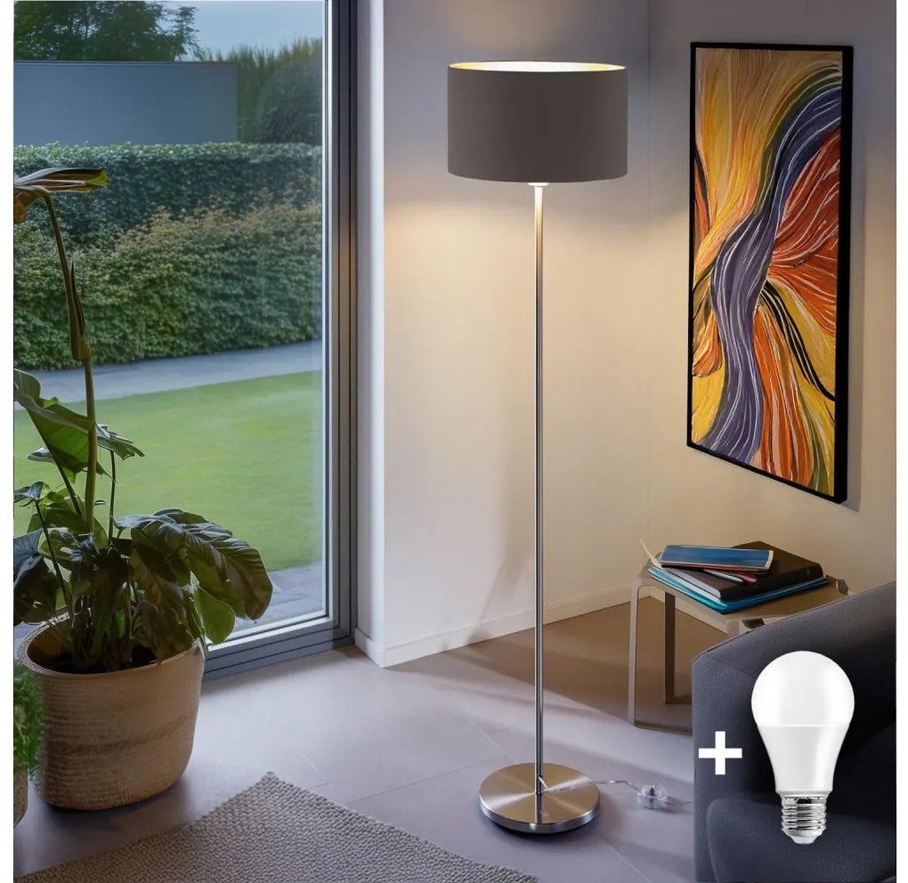 LED stojacia lampa TUNJA 1xE27/20W/230V priemer 38 cm matný chróm/taupe