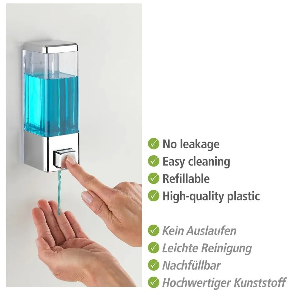 Nástenný plastový dávkovač mydla v striebornej farbe 0.32 l Istres – Wenko