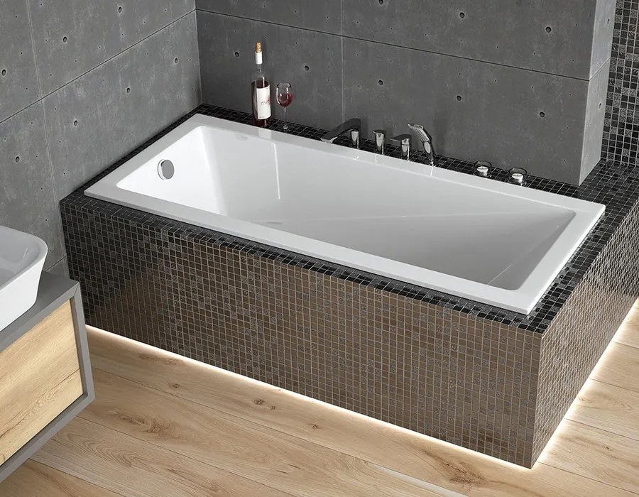 Besco Akrylátová obdĺžniková vaňa Modern Slim 140x70 (150,160,170x70, 180x80) BESCO-Rozmery: 150x70, BESCO-Farba: Biela