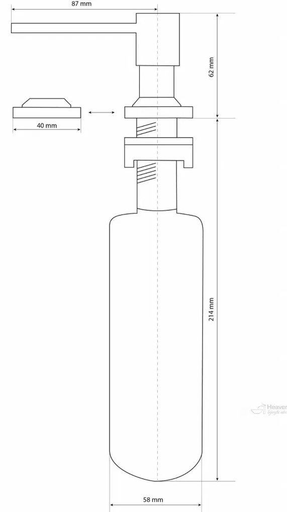 Gamma Quatro, dávkovač saponátu pre kuchynský drez 300ml, biela, GMA-DOK-WH